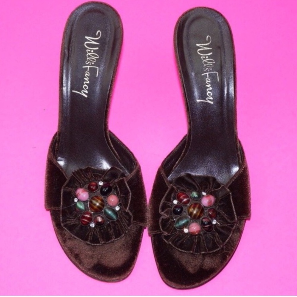 Wills Fancy Velvet and Stone Florette Heels